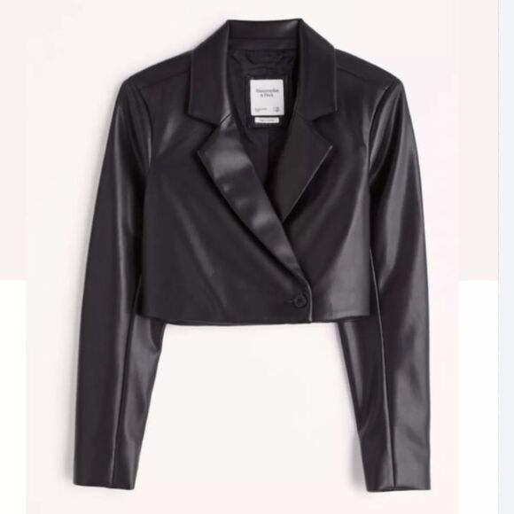 Abercrombie & Fitch Jackets & Blazers - Abercrombie & Fitch Cropped Vegan Leather Blazer, Size XS